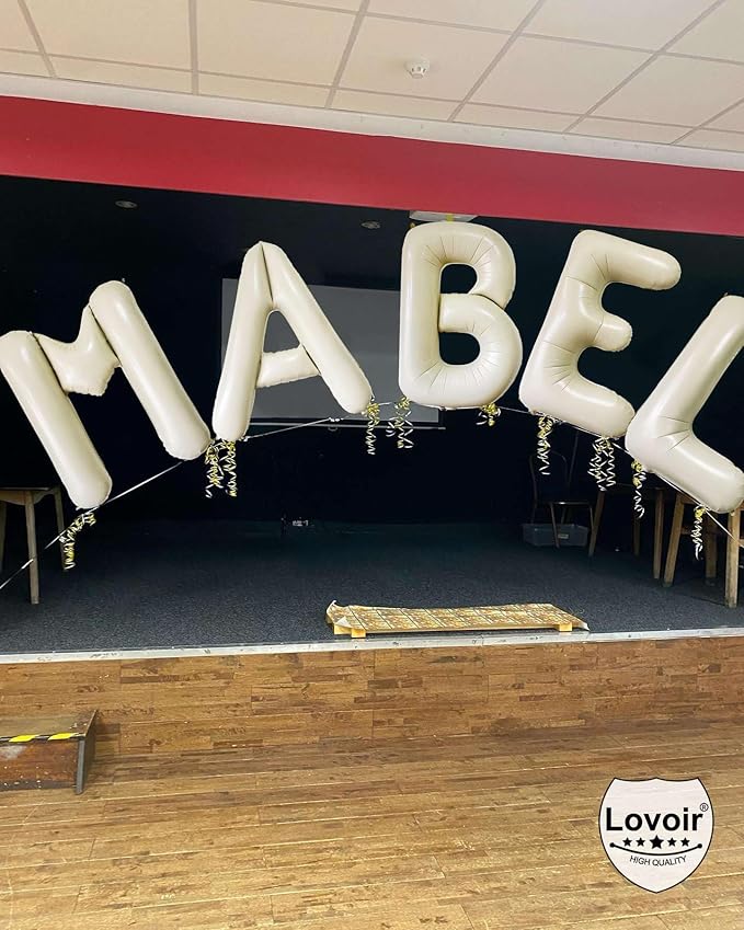 Lovoir 40 Inch Cream White Letter I Balloons, 1 Pcs, Unisex Adult, Boys, Girls, Alphabet, Self Sealing, Thickened Foil Material, General Celebration, All Ages