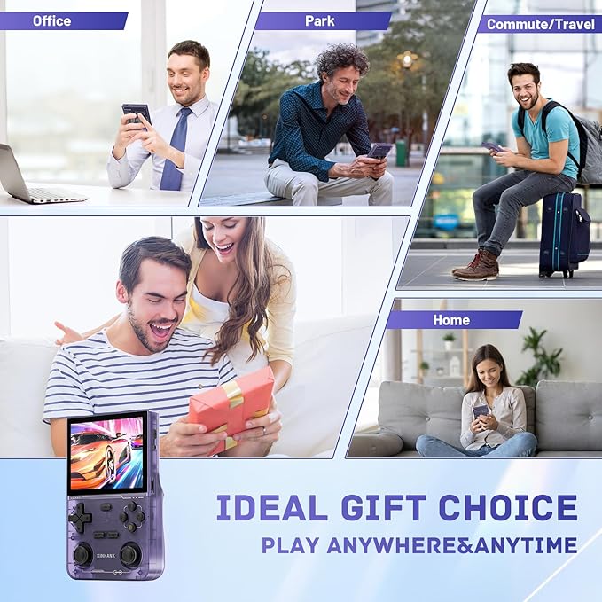 Kinhank K36 Handheld Retro Game Console with 9000+Games,Mini Retro Game Console with 64GB TF Card,Portable Gaming Console,3.5 Inch IPS Screen(Purple)