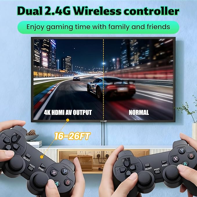 2026 Retro Gaming Console with 20,000+ Classic Video Games, 4K HDMI Out Wireless Retro Game Console with Dual 2.4G Controllers, Plug and Play Video Games for Birthday Gifts