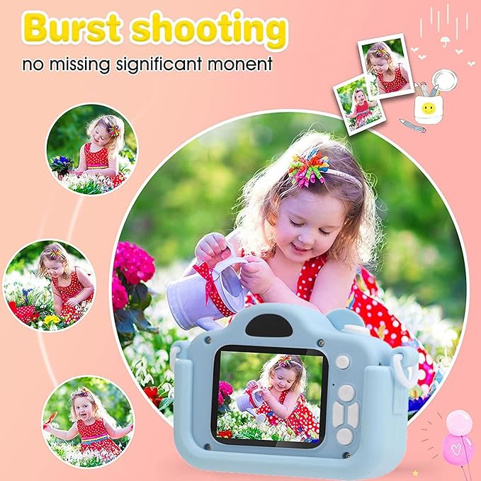 Upgrade Kids Selfie Camera, Children Camera 1080P 2 Inch HD Digital Video Camcorder, Christmas Birthday Gift for Toddler Age 3-9 Years Old Boys Girls Electronic Mini Camera Best Preschool Toys (Blue)