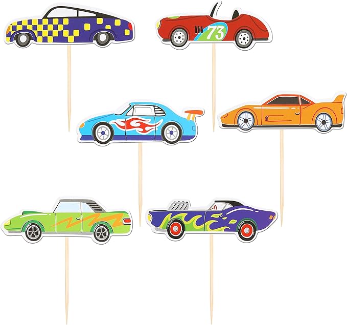 36 Pack Racing Car Cupcake Toppers Fighting Race Car Cupcake Picks Boys and Girls' Birthday Racing Sports Cupcake Decorations Baby Shower Birthday Party Supplies