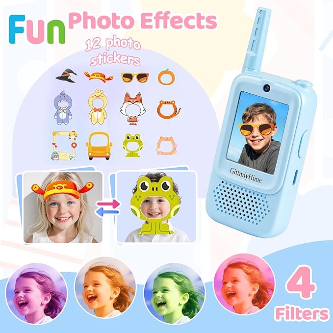 Video Walkie Talkies for Kids - Upgraded Handheld Rechargeable with Camera, Take Photos, Video Call & Voice Messages, Perfect for Outdoor Hiking,Camping,Travel (2 Pack)