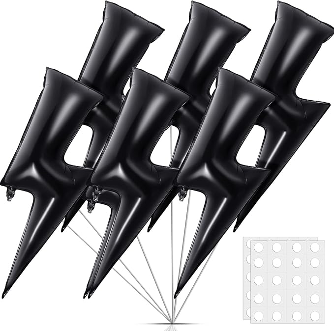 Honoson 6 Pcs 45 Inch Black Lightning Bolt Balloons Large Flash Foil Party Balloons Flash Birthday Party Supplies Lightning Bolt Balloon for Birthday Wedding Graduation Party Decor