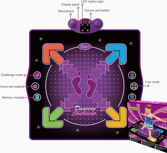 Alomejor Electronic Dance Mat Interactive Music Game Various Music for Kids 3-12 Years Old (Lighting Type)