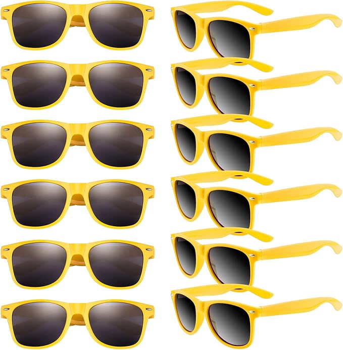 TUPARKA 12 Pack Sunglasses in Bulk School Party Goody Bag Fillers for Birthday Party Beach Pool Party, Yellow