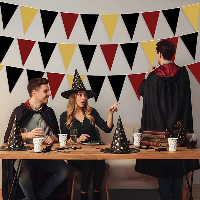 Jetec 5 Pack 49 Feet Wizard Party Banner Witch Party Decorations for Halloween, Magic Garland for Sorcerer Festivals, Wizard Supplies & Reusable Indoor Outdoor Decor