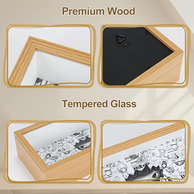 Display Case for Figures, Wooden Dustproof Showcase with Changeable Background Panels, Desktop Collector Box for Mini Dolls, Blind Box Toys, Anime Figures & Collectibles