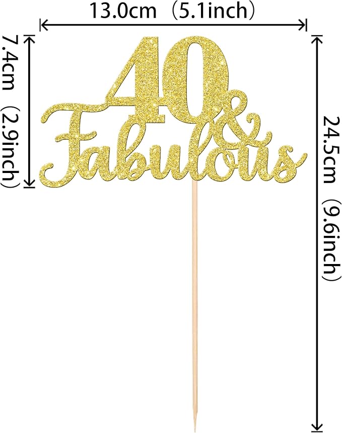 12 PCS 40 and Fabulous Centerpiece Sticks Double Sided Happy 40th Birthday Table Flower Centerpieces Sticks Cheers to 40 Floral Decorations for 40th Birthday Anniversary Party Supplies Gold