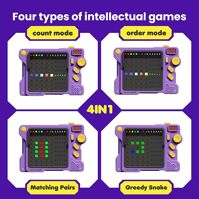 Super Decoder Game, 4-in-1 Code-Breaking Puzzle Game, Handheld Games for Kids and Adults, Birthday Gift for Boys and Girls, Travel Games for Road Trip (Purple)