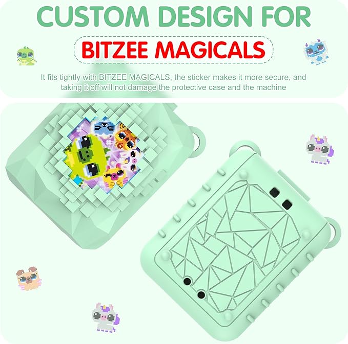 Silicone Case for Bitzee Magicals Interactive Toy, Anti-Scratch, Washable, Shockproof Silicone Protective Cover for Bitzee Magicals Interactive Toy Accessories with Lanyard - Mint Green