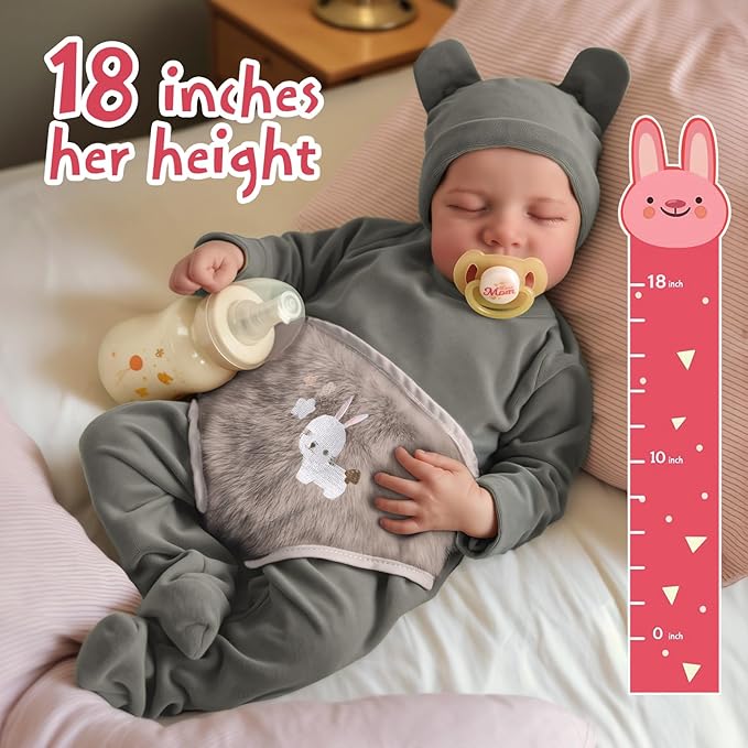 JIZHI Lifelike Reborn Baby Dolls Boy - 17-Inch Soft Body Realistic-Newborn Full Body Vinyl Real Life Baby Dolls with Toy Accessories for Kids Age 3 4 5 6 7 +