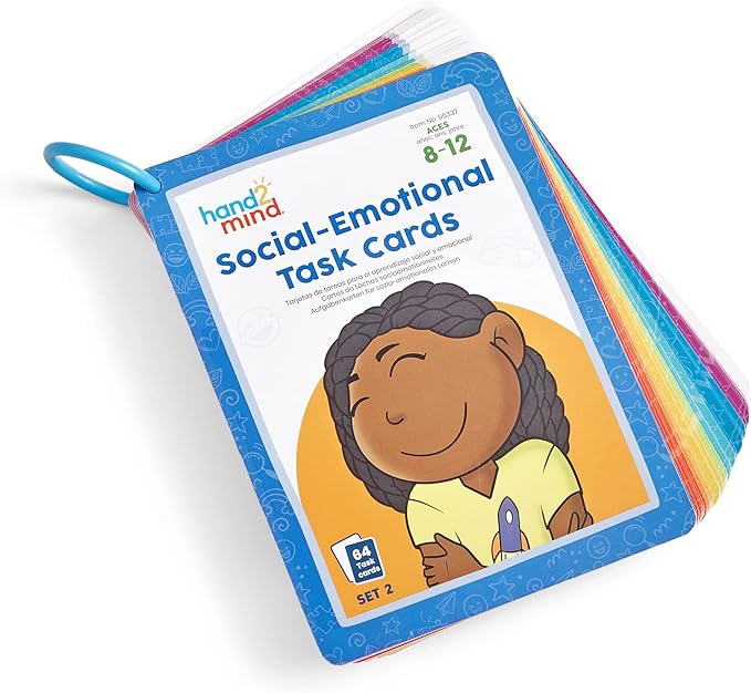 hand2mind Social Emotional Task Cards for Ages 8+, Social Emotional Learning, Play Therapy Toys for Counselors, Social Skills Activities for Kids, Conversation Starters, Emotional Regulation for Kids