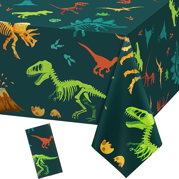 Tudomro 1 Pcs Dinosaur Plastic Party Tablecloth Dinosaur Birthday Table Cover Decorations Disposable Table Cover for Birthday Party Supplies, 54 x 108 Inch
