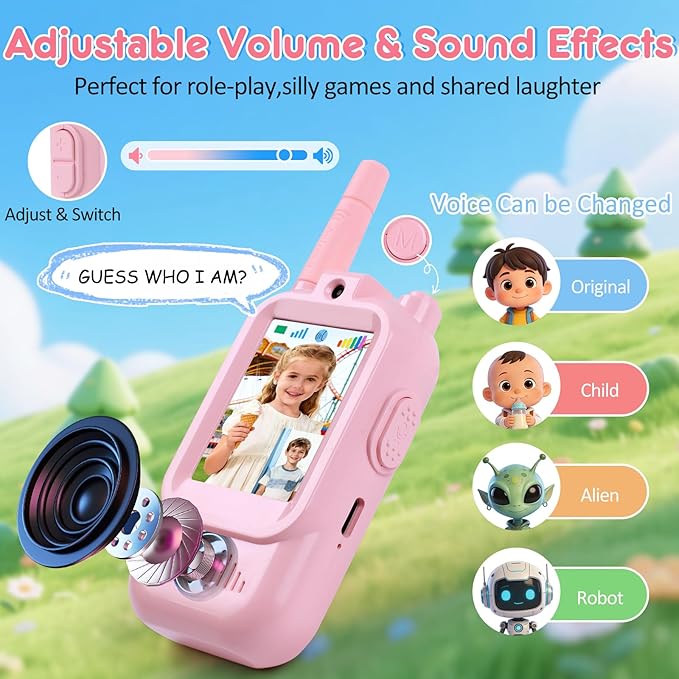 Video Walkie Talkies for Kids with Camera, Long Range Rechargeable Walkie Talkies 2-Pack,Two Way Radios Fun Indoor Outdoor Toys for Camping, Hiking, Family Games for Boys & Girls