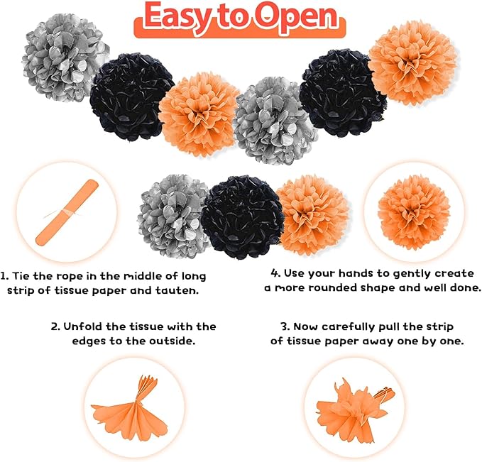 Basketball Party Supplies,Basketball Theme Birthday Decorations,Include Orange Black Balloons Happy Birthday Banner Fringe Curtain Tissue Paper Pompoms Garland