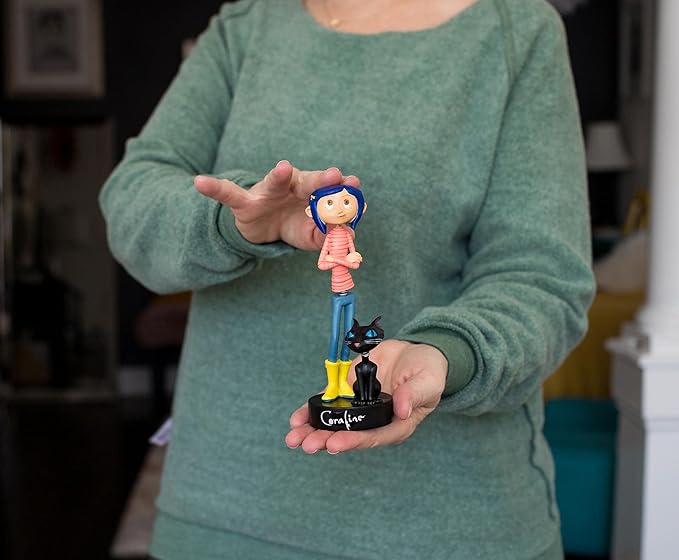 Surreal Entertainment Coraline with Cat PVC Bobble Figure Statue | Collectible Bobblehead Action Figure, Desk Toy Accessories | Novelty Gifts for Home Office Decor | 6.5 Inches Tall