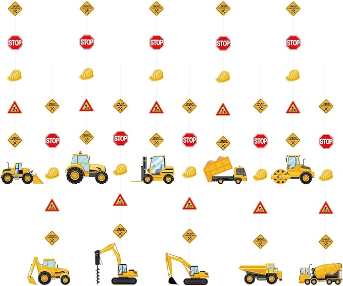 Construction Birthday Banners Construction Birthday Party Supplies Construction Paper Garlands Vehicle Truck Hanging Garlands Sign for for Boys Construction Theme Birthday Party Decorations