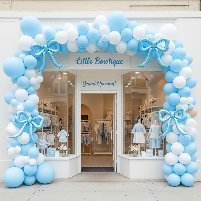 5 Pcs blue Balloons Bow Party Decorations for Bow Birthday Decorations Giant Foil Balloon for boy Baby Shower Bridal Engagement Wedding Decor Bachelorette Party Supplies