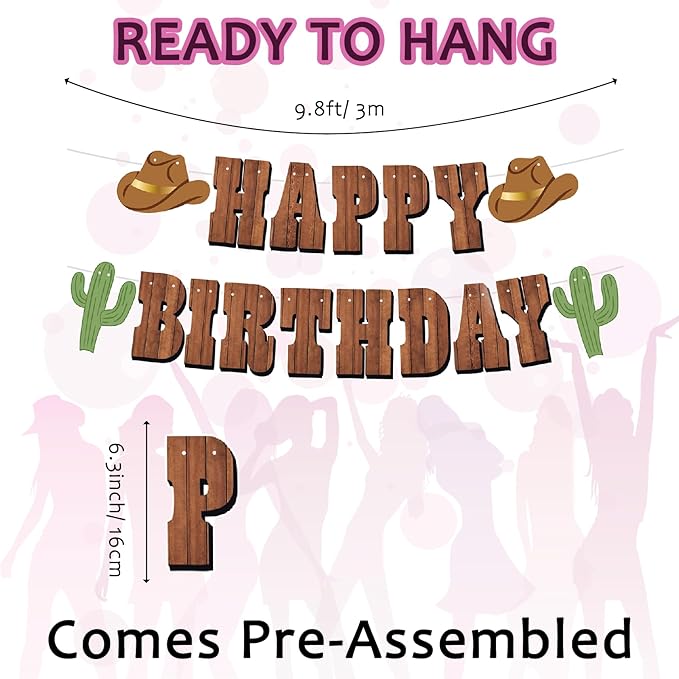 Western Party Decorations, Pre-Strung Western Birthday Banner,Cowboy Birthday Party Decorations, Rodeo Birthday Decorations,Western Birthday Party Decorations and Hanging Swirls, Cowboy Party Decorations