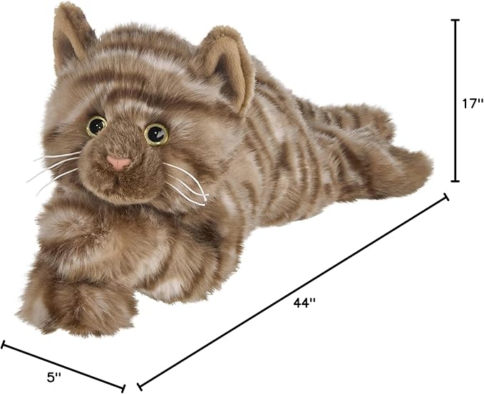 Bearington Louie The Realistic Cat Stuffed Animal - 15" Brown Tabby Cat Plush Toy with Soft Plush Fur - Adorable Lifelike Design Plush Kitty for Kids, Collectors, and Feline Lovers