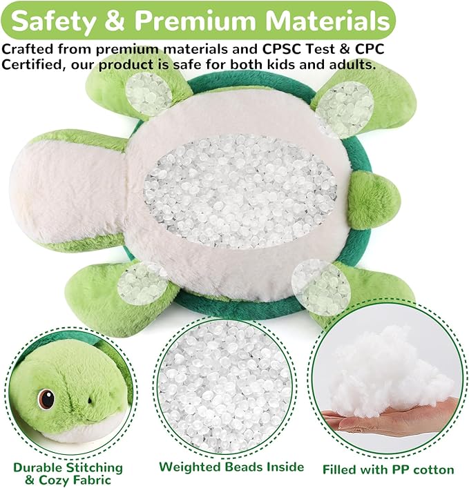 Turtle Weighted Stuffed Animals - 28 Inch 5.0 Pounds Weighted Plushies Sea Turtle Stuffed Animal - Large Tortoise Plush Pillow - Cute Plush Toy Gifts for Kids & Adults (28" 5.0 lbs)