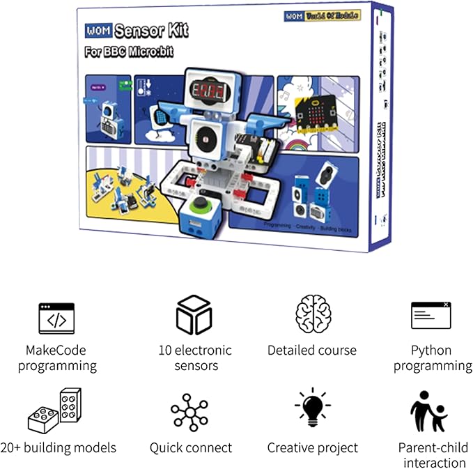 Yahboom Building Block Programming Kit Sensor Module with Micro bit V2 STEM Coding DIY Robot Kit Programmable Education Learn World of Module (Without V2)
