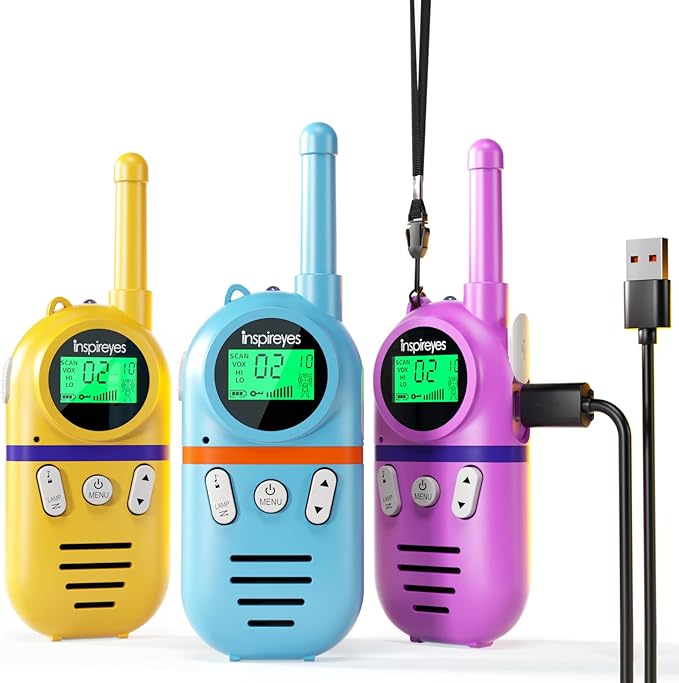 Walkie Talkies for Kids Rechargeable,Toys for Boys and Girls Ages 3-12, 3 Pack Long Range 2-Way Radios, Birthday Gifts,Christmas Stockings, Outdoor Play, Family Games, Hiking Camping Gear