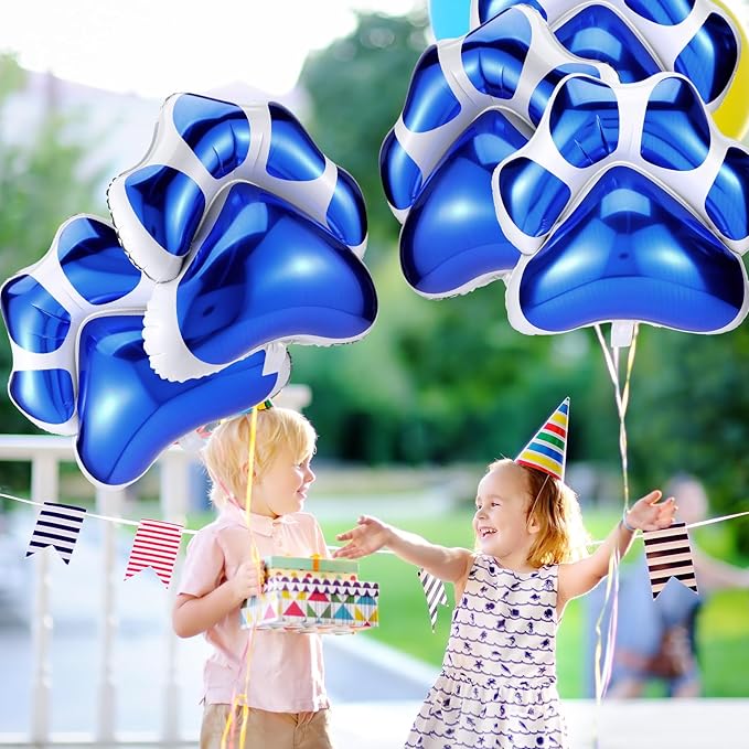 Hungdao 9 Pcs 28 x 26 Inch Blue Dog Paw Balloons Paw Print Foil Balloons Large Puppy Birthday Party Supplies for Baby Shower Pets Dog Themed Party Decorations