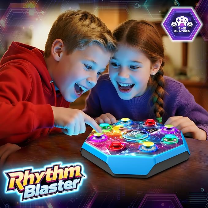 Electronic Table Reflex Game for Solo & 2-Player - Light-Up Memory Challenge Toy with 4 Fun Game Modes, Interactive Board Games, Gamer Gift for Kids 6 7 8 9 10 11 Year Old Boys & Girls