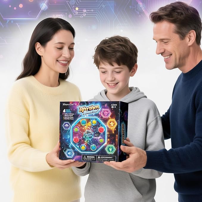 Electronic Table Reflex Game for Solo & 2-Player - Light-Up Memory Challenge Toy with 4 Fun Game Modes, Interactive Board Games, Gamer Gift for Kids 6 7 8 9 10 11 Year Old Boys & Girls