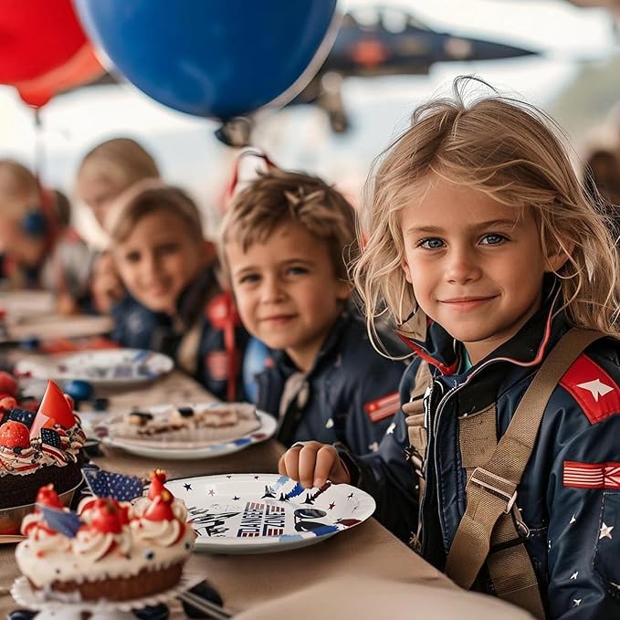 Fighter Jet Pilot Party Decorations Set - Unique Fighter Pilot Party Plates, Cups, Napkins, and Cutlery - Military Jet Party Supplies for Birthdays and Event