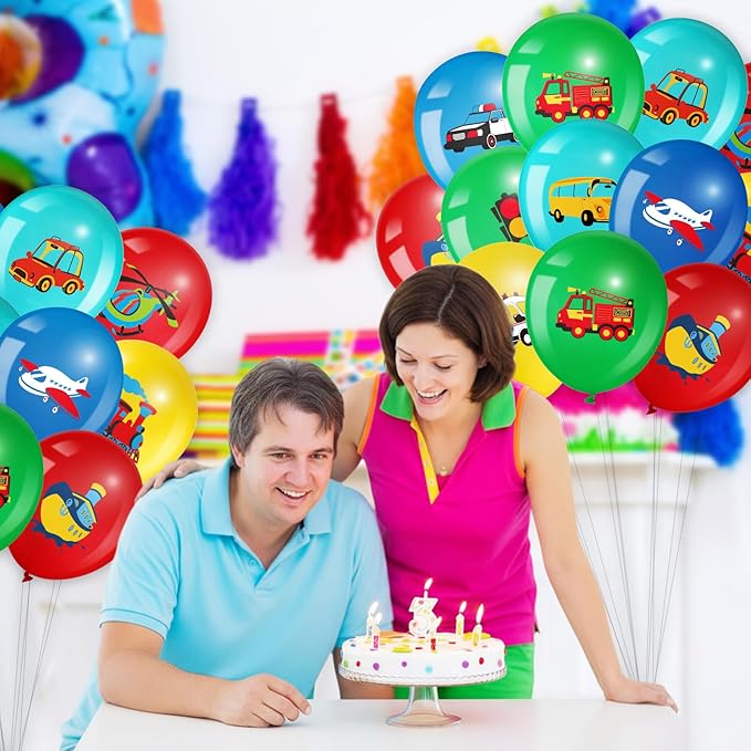40 Pack Transportation Party Balloons Decorations Traffic Latex Balloons Vehicle Transport Party Supplies for Birthday Decoration