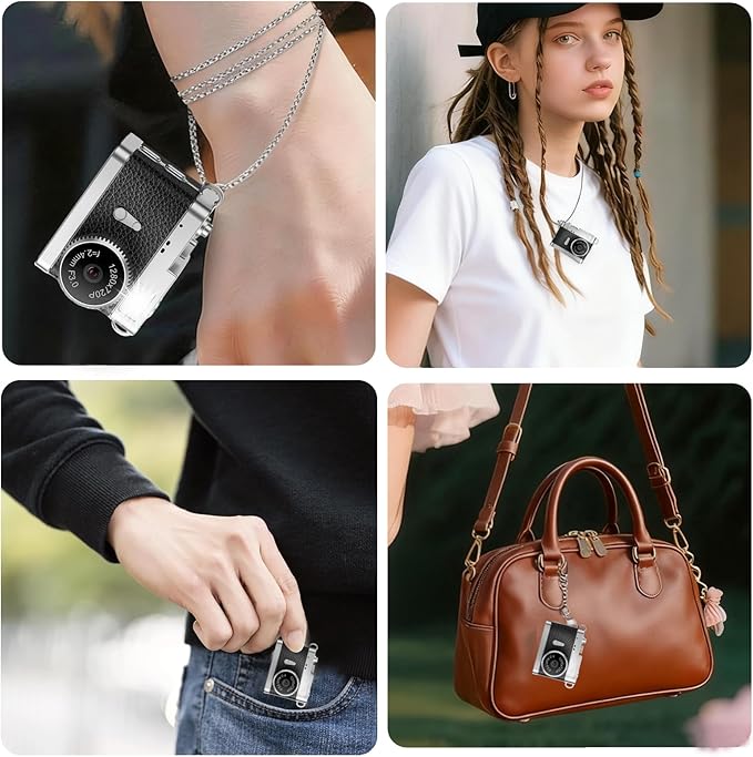 KOOMTOOM Keychain Camera,720P HD Mini Retro Camera,Tiny Digital Photocamera with 32GB SD Card,0.96'' Pocket Video Recorder Gift for Kids Students,Suprise Box Included (K142 - Black)