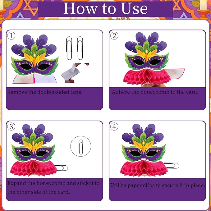Happy Purim Decorations for Party - 12PCS Purim Party Honeycomb Centerpieces Table Decor, Jewish Groggers Hamantaschen Festival Holiday Carnival Supplies