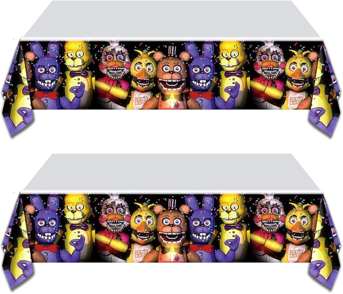 GeRRiT 2pc Party Tablecloth for Five Nights at Freddy's, Birthday Party Decoration Supplies for Five Nights at Freddy's (70" x 42")