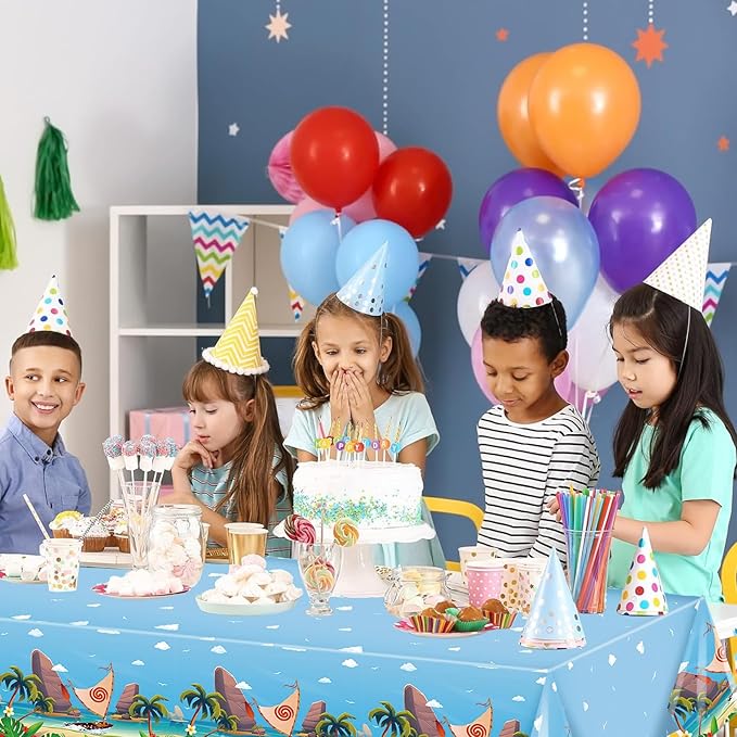 3 Pack Cartoon Party Tablecloths Plastic Disposable Rectangular Tablecloths Ocean Girl Birthday Decorations for Ocean Girl Party Dining Decoration Supplies
