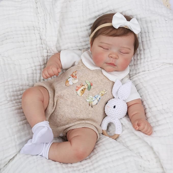 CHAREX Lifelike Reborn Baby Dolls - 22 Inch Sleeping Realistic Newborn Baby Girl with Soft Weighted Cloth Body, Real Life Baby Doll Peaches with Realistic Veins, Doll Gift Set for Kids Age 3+