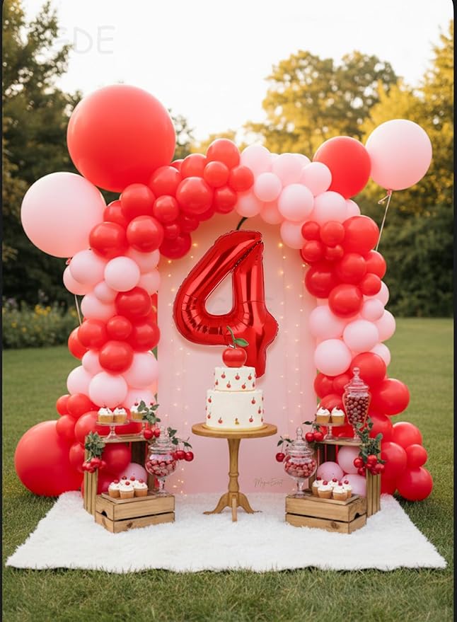40 Inch 4 Red Number Balloons Mylar Foil Helium Digital Balloons Baby Shower 4st Birthday Party Decor Supplies