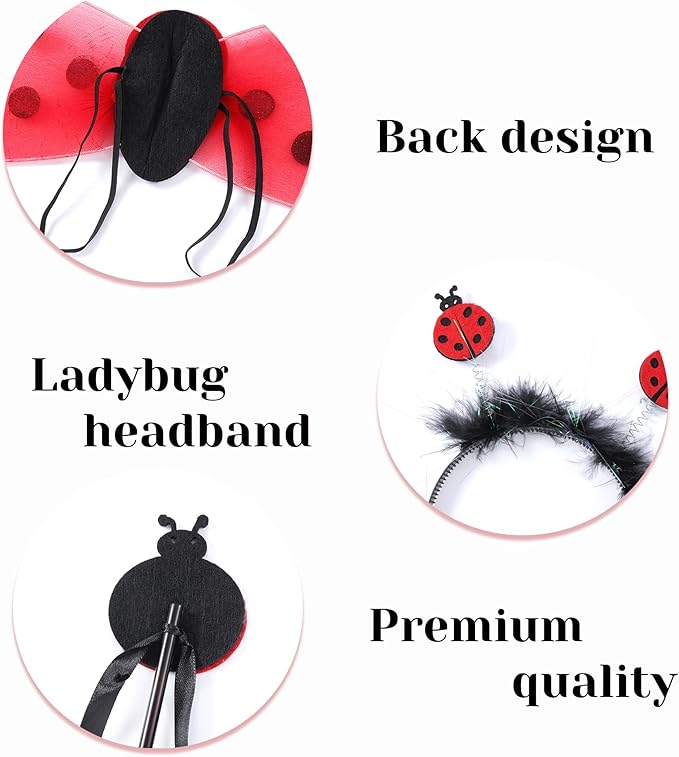 Seawhisper Princess Girls Dress Up Trunk Clothes for Kids Toddler Pretend Play Ladybug Bee Butterfly Costume Accessories