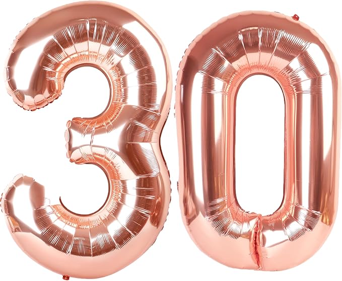 40 Inch Rose Gold Balloon Number 30 Balloon,Jumbo Mylar Foil Helium Balloon for 30 Digital Balloons for Birthday Party,Wedding Anniversary Party Decorations