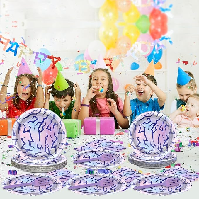 Purple Demon Party Tableware Purple Demon Plates Purple Party Decorative 20 Guests