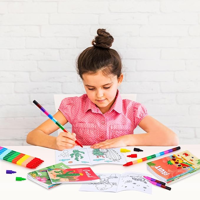 BenLouis 24 Pcs Summer Mini Coloring Books Kids Pool Beach Party Favors Small Activity Books Bulk for Kids Summer Hawaii Birthday Goodie Bags Stuffers Return Gifts Classroom Travel