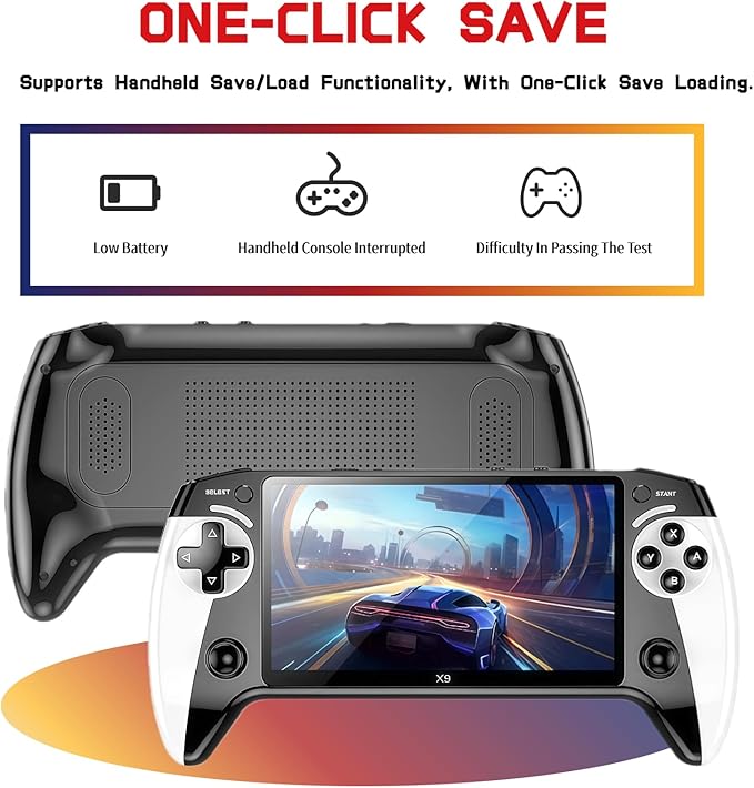 X9 Retro Handheld Game Console,Retro Game Console,5.5-Inch HD IPS Screen, 20,000+ Classic Games, TV Output, Bluetooth Controller, Expandable Storage, 5-Hour Battery Life
