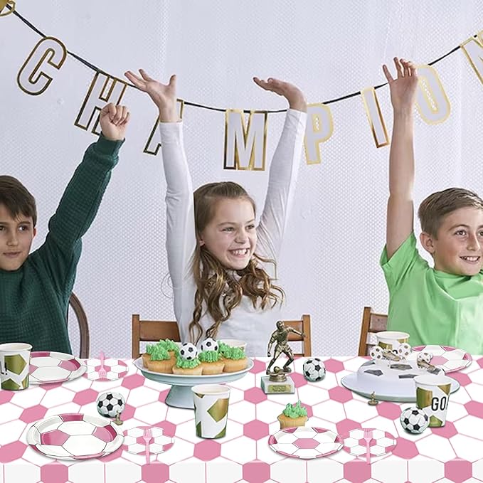 Soccer Party Decorations - 81 Pcs Party Supplies Including Soccer Plates, Napkins, Tablecloth for Kids Fan Sports Event Game Day Party Supplies, Serve 20