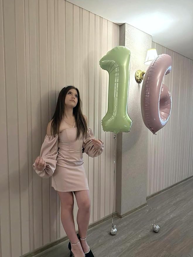 Sage Green Number 1 Balloon 40 inch, Number 1 Birthday Balloons for Boy Girl, Oliver Green Foil One Balloon for 1st 10 11 12 16 18 Birthday Party, Anniversary Celebration Number Balloons Decorations