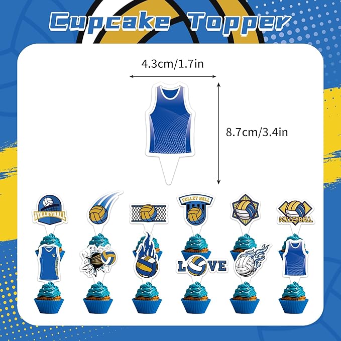 Volleyball Theme Party Supplies Volleyball Birthday Party Decorations Includes Volleyball Happy Birthday Banner Cake Topper Cupcake Toppers Balloons for Sports Party Volleyball Theme Party