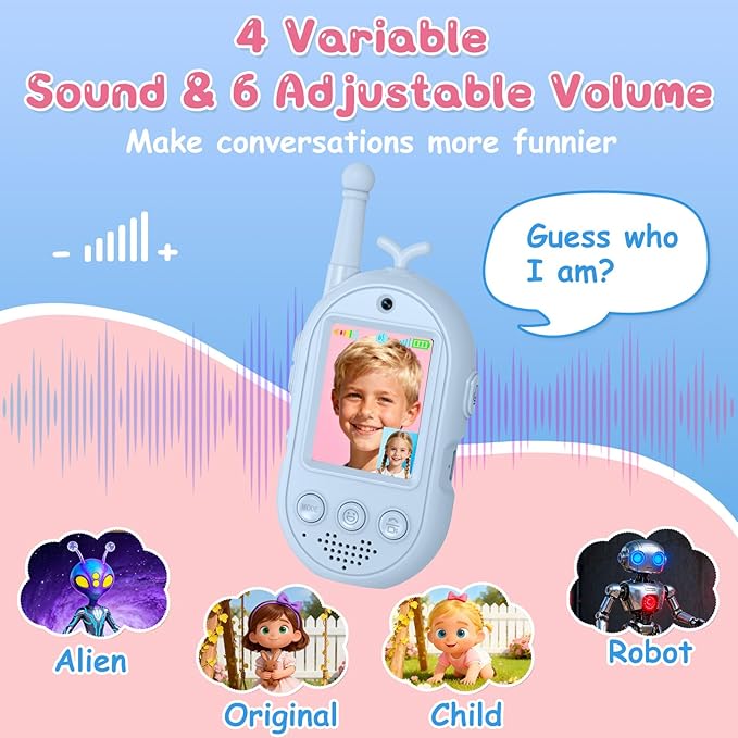 Video Walkie Talkies for Kids Toys - 2 Pack Rechargeable Walkie Talkie with Camera,Long Range 2 Way Radio for Outdoor Camping Games,Christmas Birthday Gifts for Boys Girls Age 3-12(Pink+Blue)