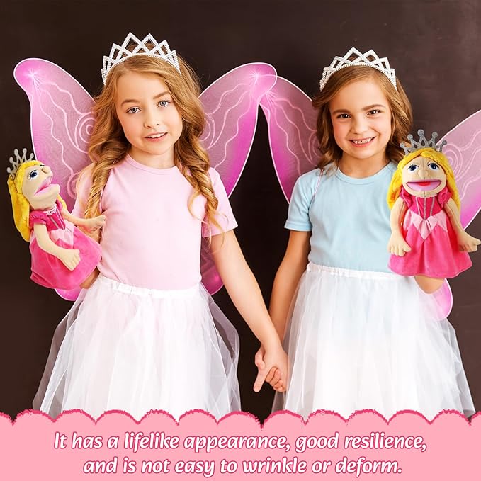 Role Play Hand Puppets Hand Plush Chef Doctor Fireman Pirate Detective Athlete Nurse Worker Hand Puppet Toys Puppets for Kids Storytelling Imaginative Pretend Play Teaching Preschool(Princess)