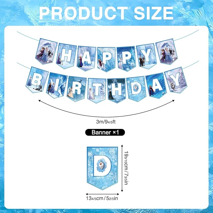 Cute Popular Cartoon Theme Decorations Banner Hanging Swirls, Cute Blue Happy Birthday Decorations for Fans, Party Supplies for Girls Boys