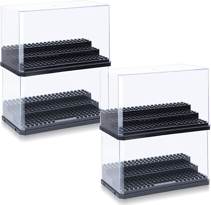 Medium-Sized Miniature Display Case for Figures, 4 Pack Building Block Display Cases for Collectibles, Acrylic Display Storage Box, Gift for Action Figure & Miniatures Toys Lovers